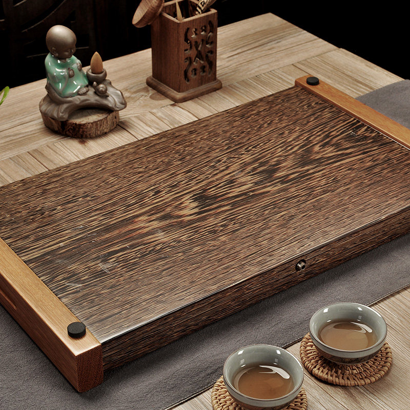 新款包邮 小平板鸡翅木茶盘 实木排水式茶盘茶台茶具茶海特价 xy