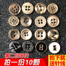High-end four-eyed round golden shirt button for men and women