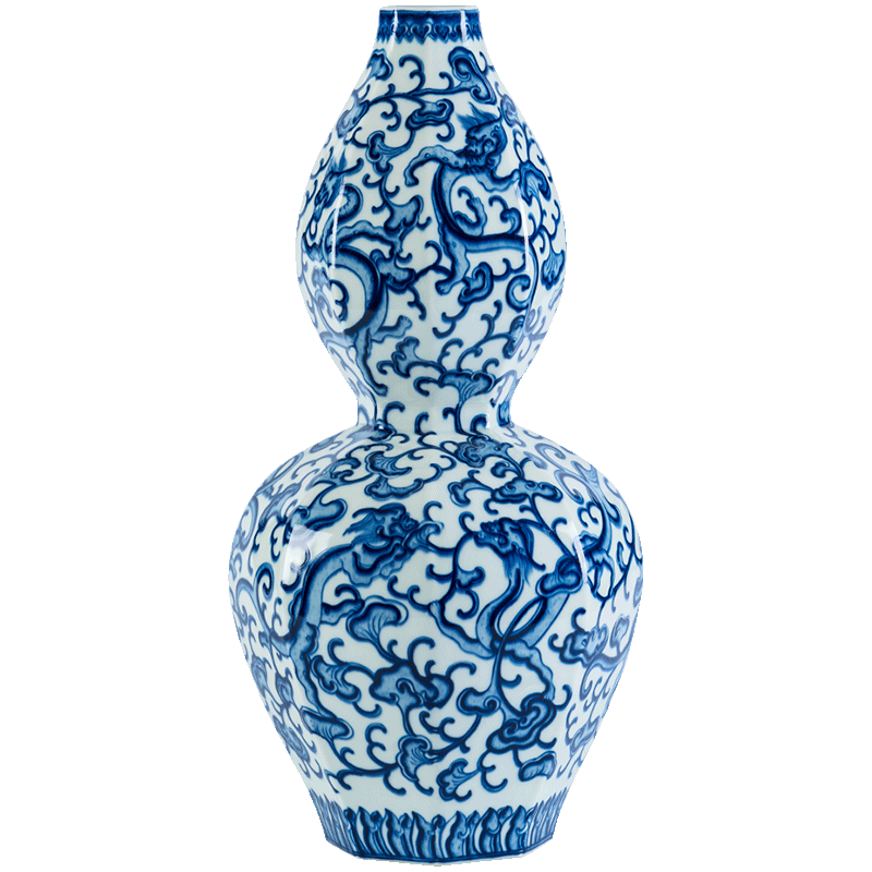 Imitation of qianlong gourd bottle of jingdezhen ceramics, Kowloon maintain household adornment blue and white porcelain vase furnishing articles sitting room