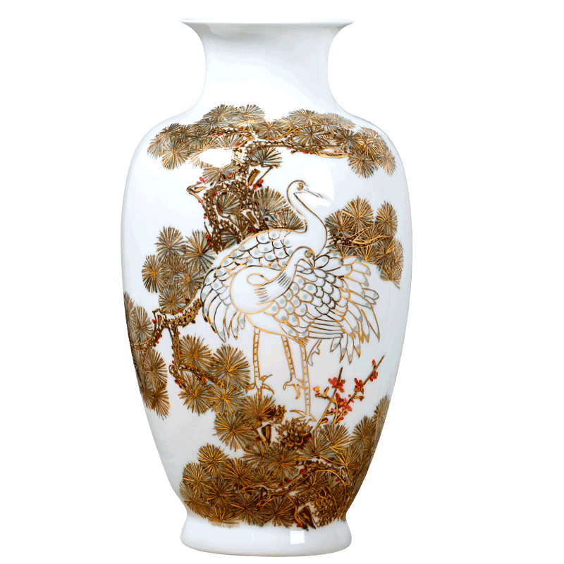 Jingdezhen ceramic vase light key-2 luxury furnishing articles famous hand - made paint the living room of Chinese style household rich ancient frame porch decoration