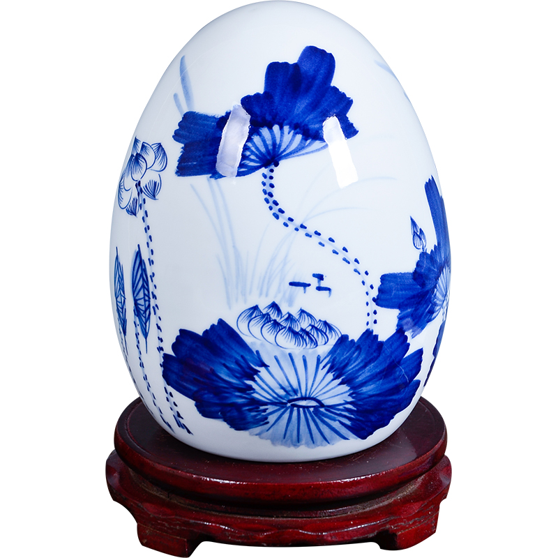 Jingdezhen ceramics hand - made scenery of blue and white porcelain egg furnishing articles crafts home rich ancient frame sitting room adornment