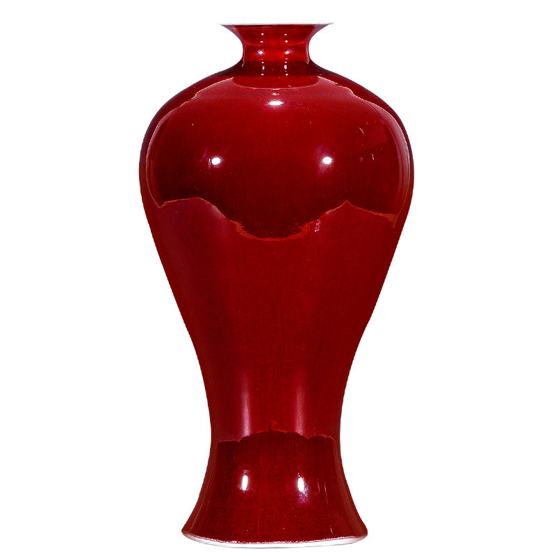 Jingdezhen ceramic antique ruby red glaze floret bottle of flower arranging Chinese red porcelain sitting room adornment rich ancient frame furnishing articles