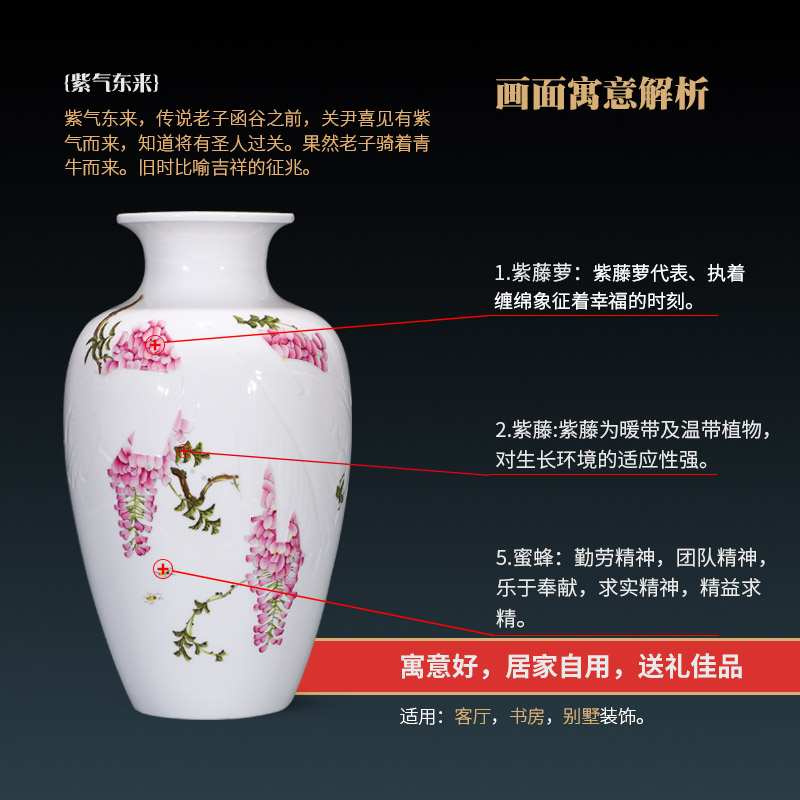 Jingdezhen ceramics by hand draw pastel thin foetus vase furnishing articles home sitting room TV ark adornment ornament