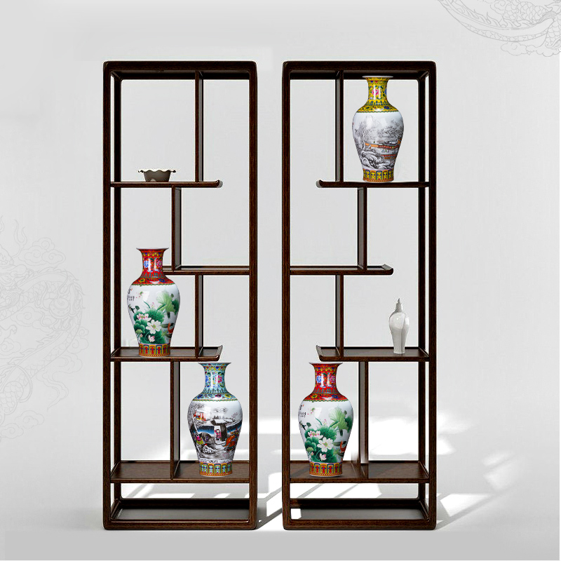 Jingdezhen ceramic vase furnishing articles household act the role ofing is tasted the sitting room of Chinese style restoring ancient ways is rich ancient frame colored enamel large tail bottles