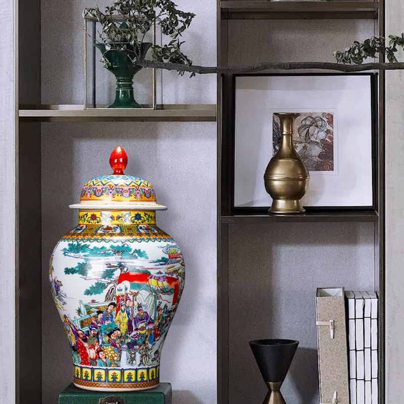 Jingdezhen ceramics high - capacity storage tank general archaize colored enamel pot vase sitting room porch decorate furnishing articles