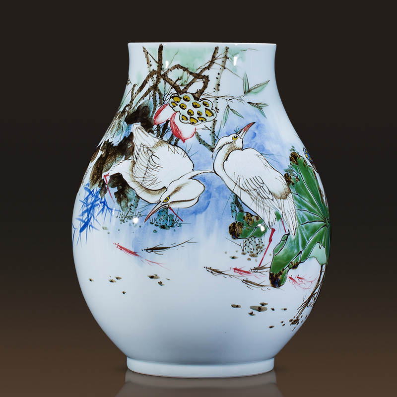 Jingdezhen famous master hand - made ceramics up vases, flower arrangement of modern Chinese style adornment is placed large living room
