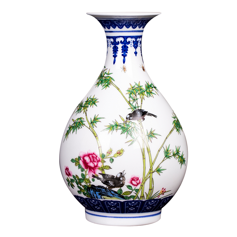 Jingdezhen ceramic floret bottle furnishing articles sitting room flower arranging pastel bamboo reports of Chinese style restoring ancient ways rich ancient frame ornaments