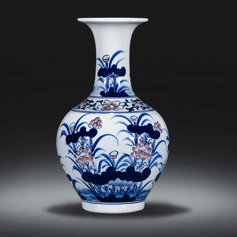 Jingdezhen porcelain imitation qianlong hand - made ceramics lotus Chinese vases, flower arranging rich ancient frame Angle of what adornment