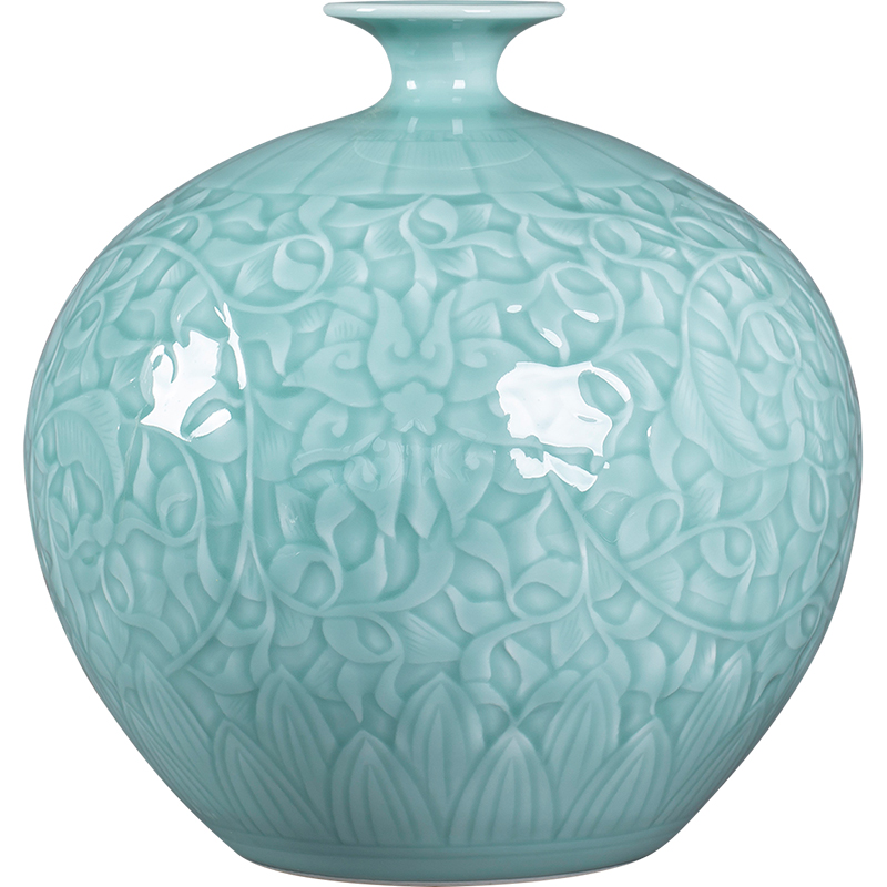 Jingdezhen ceramics vase furnishing articles flower arranging blue glaze pomegranate bottles of new Chinese style household rich ancient frame sitting room adornment