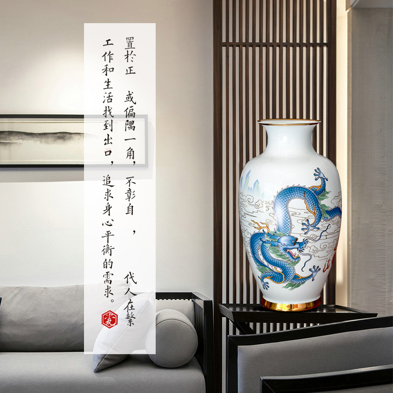 Jingdezhen ceramics vase famous master hand draw pastel in extremely good fortune of the sitting room adornment of new Chinese style furnishing articles