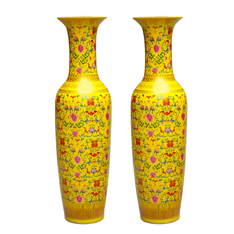 Hc - 081 jingdezhen ceramics European yellow glaze colorful branches of large vases, modern home furnishing articles sitting room