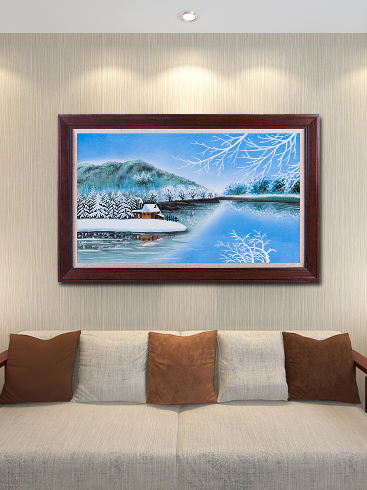 Jingdezhen lake snow porcelain plate painting Chinese landscape painting of the new Chinese style villa sitting room adornment restaurant hang a picture