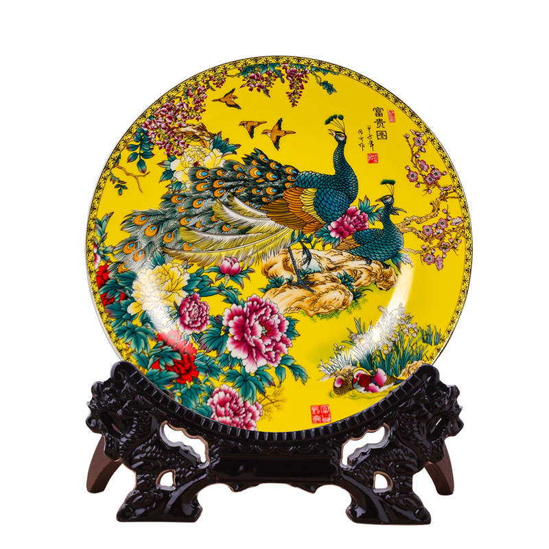 Cb46 hang dish of jingdezhen ceramics decoration plate modern Chinese style living room decoration crafts desktop wall furnishing articles