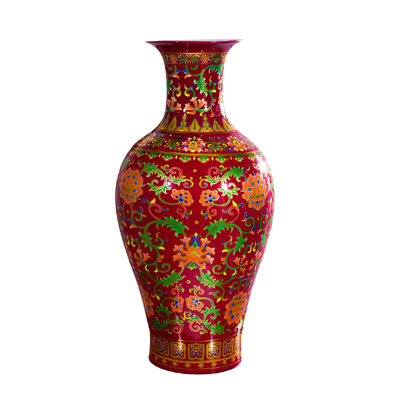 Chinese red enamel Chinese jingdezhen ceramics of large vase home decoration crafts are sitting room