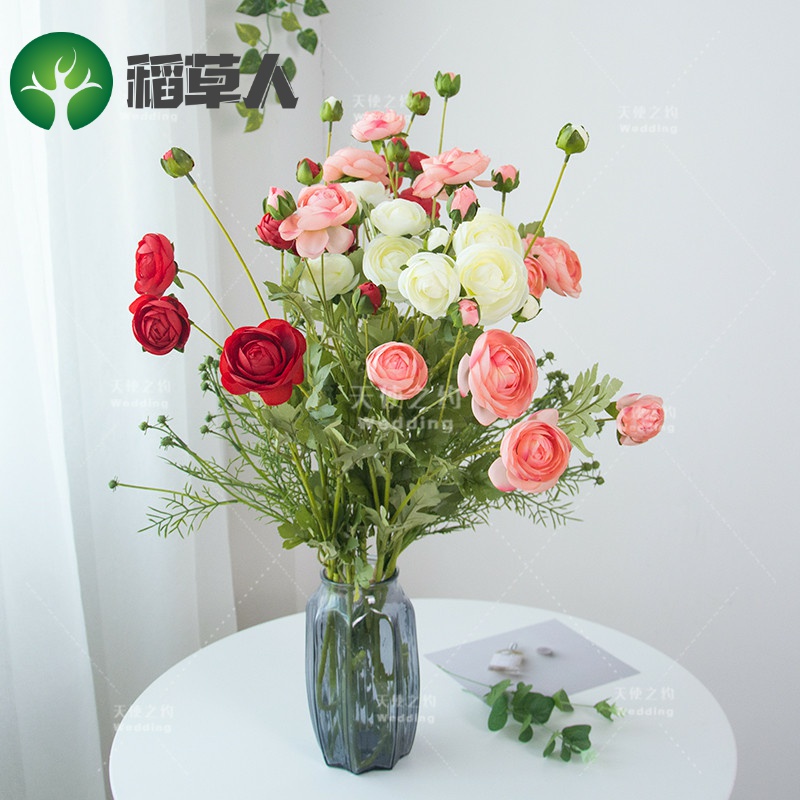 Simulation of 8 head Lou lotus tea name plum flower arranging single flowers fashion wedding decoration floral silk flowers European flower