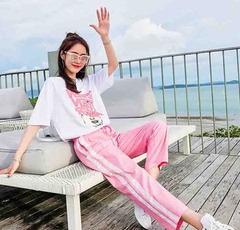 2018夏季孕妇装韩版托腹两件运动服bf时尚显瘦搭配休闲套装253