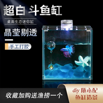 Thai Douyu special tank small mini super white glass tank half moon giant bucket creative landscape dormitory desktop fish tank