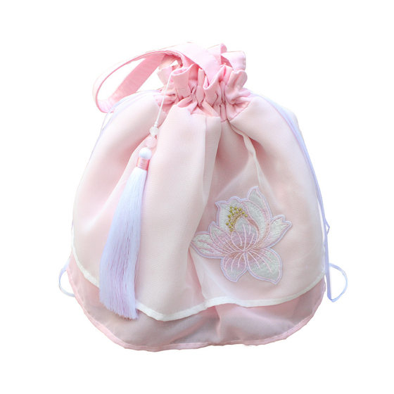 Hanfu Daily Package, Double Layer Chiffon Fairy Hand-Held One Shoulder Dual-Purpose 자수 핸드백 Hanfu Daily Package, Double Layer Chiffon Fairy Hand-Held One Shoulder Dual-Purpose 자수 핸드백