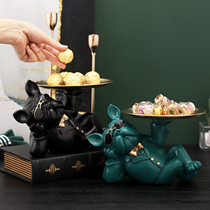 Bulldog Dog Dog Containing Pendulum Nordic Light Lavish Candy Tray Fruit Pan Snack Fruit Pan Hyun Guan Release Key Tray