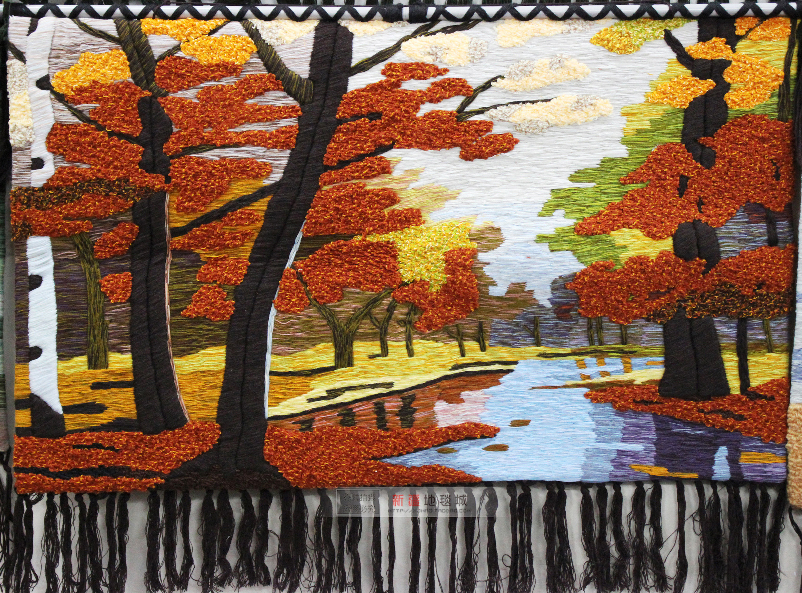 新疆民族艺术挂毯画 胡杨林客厅壁毯壁挂壁画 挂饰山水装饰画墙画