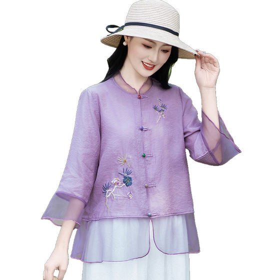 Mom's mid-sleeved chiffon shirt Chinese style 2025 summer new style middle-aged and elderly women's short-sleeved new Chinese embroidered top
Mom's mid-sleeved chiffon shirt Chinese style 2025 summer new style middle-aged and elderly women's short-sleeved new Chinese embroidered top