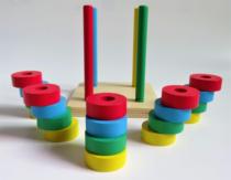 Wooden column set three-dimensional stick-wearing beaded toddler enlightenment baby 1-2-3 years old fine action puzzle power toy