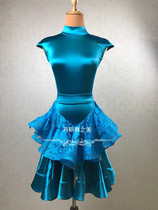 Dans dance beauty girl children Latin dance Standard competition suit split oversized skirt over shoulder sleeve double skirt