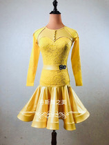 Female childrens new Latin dance dress standard competition uniform original design 19 years new split bright eye performance skirt