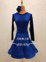 Imitation of British velvet with Korean velvet womens Latin dance Standard competition uniform performance dress one-piece hip