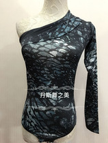 Female professional Latin dance Joker slanting shoulder single sleeve flanging gymnastics suit BAO WEN European and American popular Latin suit