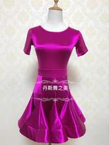 Imported glitter satin oversized skirt conjoined female children Latin dance standard competition clothes to participate in international competitions