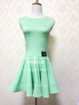 New female childrens Latin dance Standard competition uniform embossed lace with oversized skirt conjoined Latin competition suit