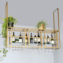 Nordic wrought iron gold wine glass rack bar hanging wine cabinet wall cabinet creative bar upside down wine rack hanger
