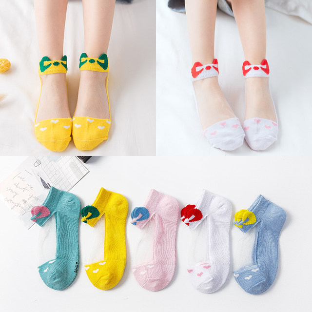 ຖົງຕີນໄປເຊຍກັນຂອງເດັກນ້ອຍ summer ບາງໆເດັກຍິງຝ້າຍເຮືອບໍລິສຸດ socks ເດັກນ້ອຍກາຕູນນ້ໍາກ້ອນຖົງຕີນເດັກນ້ອຍຊາຍແກ້ວຜ້າໄຫມ socks ສັ້ນ