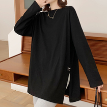 women's spring autumn western style loose Korean style black bottoming shirt women's long sleeve t-shirt 2022 new spring autumn clothing all match top