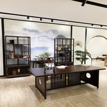 New Chinese desk bookcase bookcase combination desk Calligraphy And Painting Desk Modern Brief of the Golden Wooden Zen furniture Customized