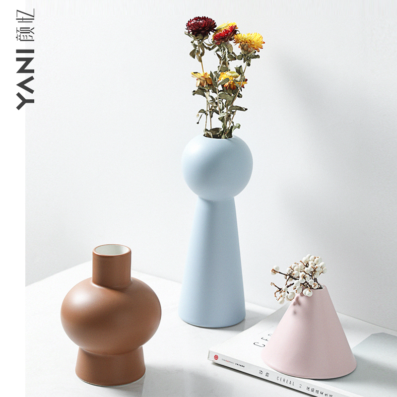 Nordic morandi, ceramic vases, furnishing articles contracted dried flower arranging flowers wine sitting room adornment ins wind flowers