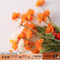 Nordic light luxury simulation flower poppy flower living room TV cabinet table home flower arrangement decoration floral decoration