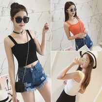 Ice silk knitted sling vest female summer elastic tight body ultra-short high waist navel sexy inner chest bottom