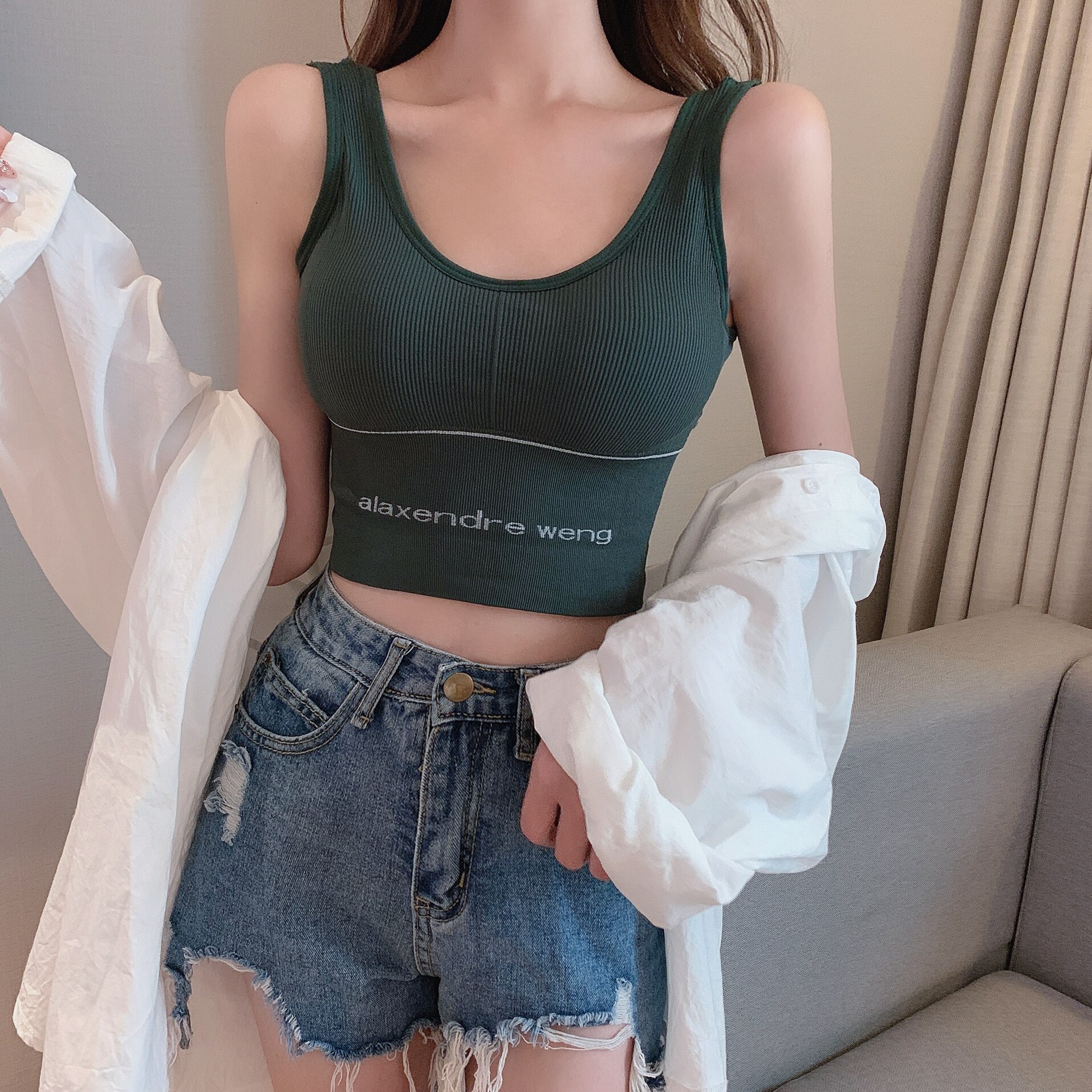 实拍实价 正确颜色~大王运动美背抹胸背心防走光显瘦内衣裹胸上衣