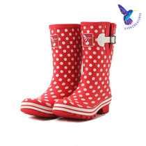 British Evercreatures mid-tube rain boots Red dot rain boots non-slip waterproof shoes Water boots women