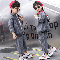 Baby denim suit 2021 new spring and autumn fashion little boy handsome childrens clothing boy foreign jacket two sets