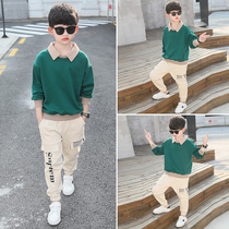 Boy Clothing Boy Suit Spring Dress 2021 New 9 Ocean Gas Fashion 10 CUHK Child Labor Pants Two Pieces 12-15 years old