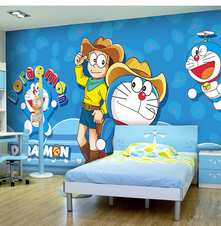 3d立体wallpaper客厅电视背景墙壁纸多啦a梦无纺布影视墙布壁画