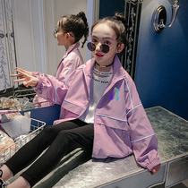 Girls Spring and Autumn Jacket Jacket Jacket 2021 New Korean version of foreign style fashion children autumn Net red short fashion top