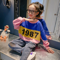 Girls Autumn Cotton Sweats 2021 Spring and Autumn New Korean Childrens foreign style tops Childrens clothing Girls loose clothes