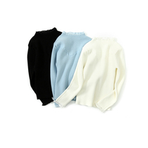 Girls semi-high collar solid color sweater 2021 autumn and winter New Han Fan childrens clothing fashion Childrens sweater winter coat