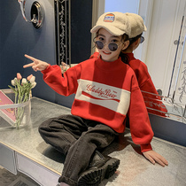 Childrens fashion autumn and winter plus velvet sweater 2021 New Korean girl hot winter loose thick coat tide