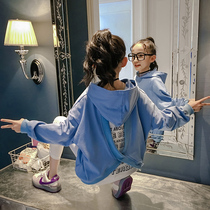 Girls foreign style Autumn Sweater fake two pieces 2021 Spring and Autumn New Korean childrens casual coat childrens clothing tide