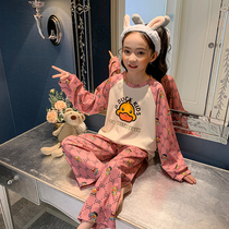 Girls pajamas autumn and winter two-piece set 2021 Spring and Autumn new autumn clothes autumn trousers children Winter Home clothing set childrens clothing